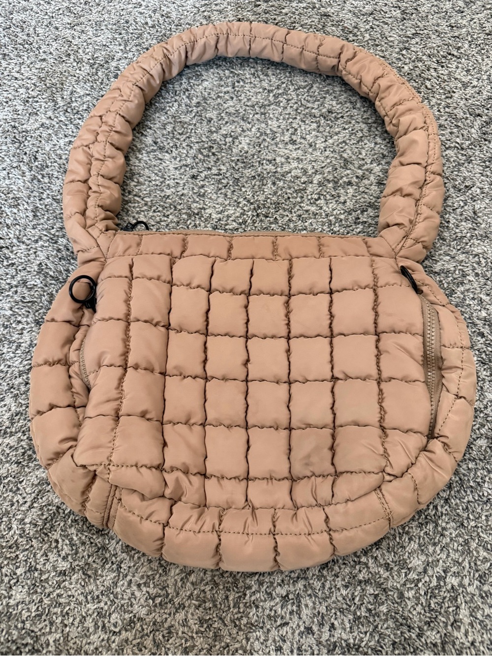 Amazon Quilted Padded Shoulder Bag in Beige